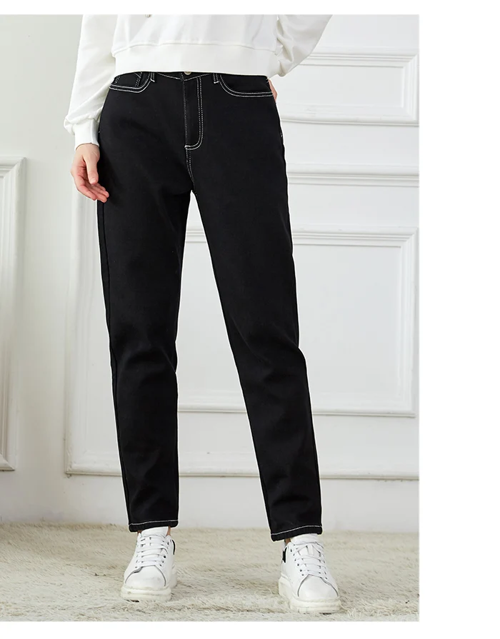 LEIJIJEANS, Новое поступление, Осенние повседневные стильные свободные женские джинсы-шаровары размера плюс со средней талией, длинные гибкие хлопковые джинсы 7150
