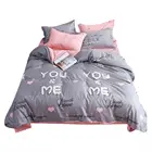 Комплект постельного белья с простым принтом, пододеяльник, простыня, наволочка для ванной, удобный, приятный для кожи, для дома, 4 шт., 1,5 м