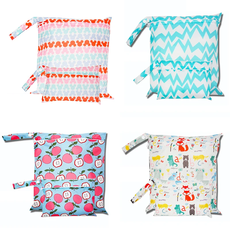 2 шт. детская мокрая сумка для подгузников дорожная тканевая Водонепроницаемая