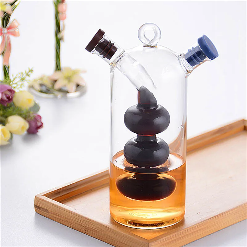 Двухслойная кухонная бутылка для специй масла и уксуса стеклянная банка