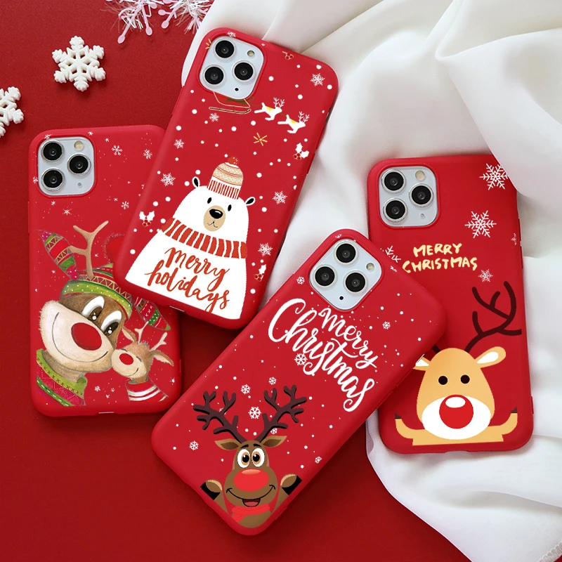 

Cartoon Christmas Phone Case For iPhone 12 12pro 12mini 11 7 8 6 6S Plus 13 Deer Case For iPhone XR X Xs 11 Pro Max Lovely Back
