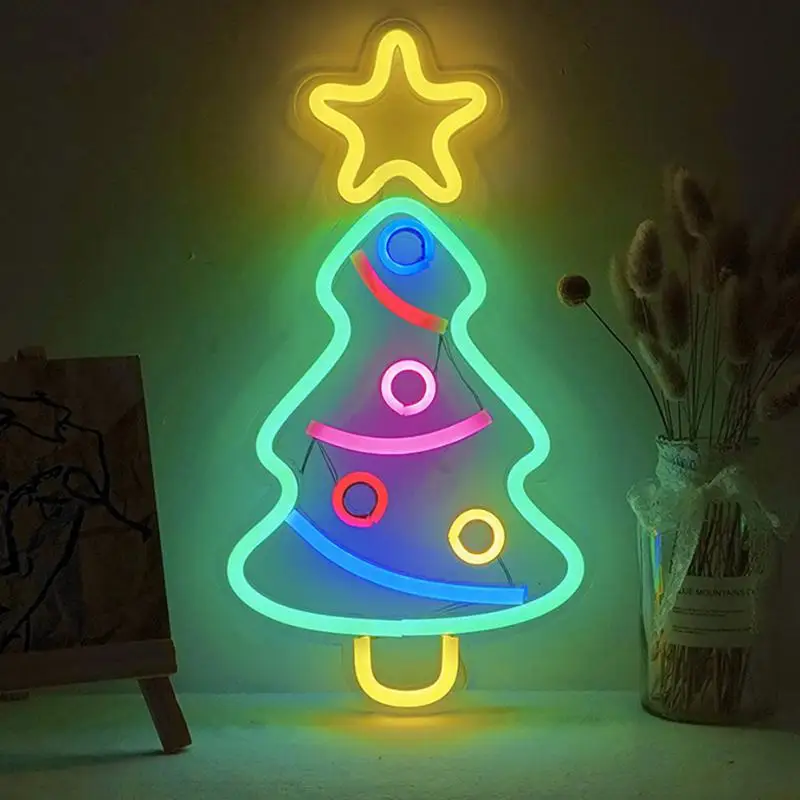 

USB powered neon lights LED Christmas tree neon signs Wall Decor Room Art Pub Home Club Cave Cafe Decoration Retro Light Sign