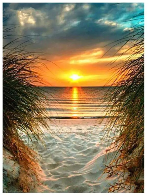 Пейзаж алмазы картина маслом закат Набор Мозаика вышивка крестиком горный