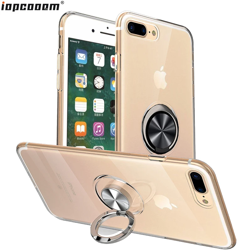 Для iphone XS MAX XR прозрачный чехол с кольцом для пальцев магнетизм держатель задняя