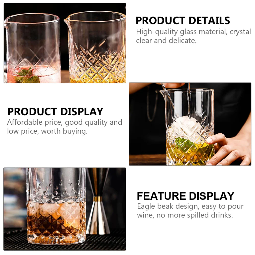 

1Pc 700ML Crystal Cocktail Mixing Glass Bar Mixing Pitcher for Stirring Drinks