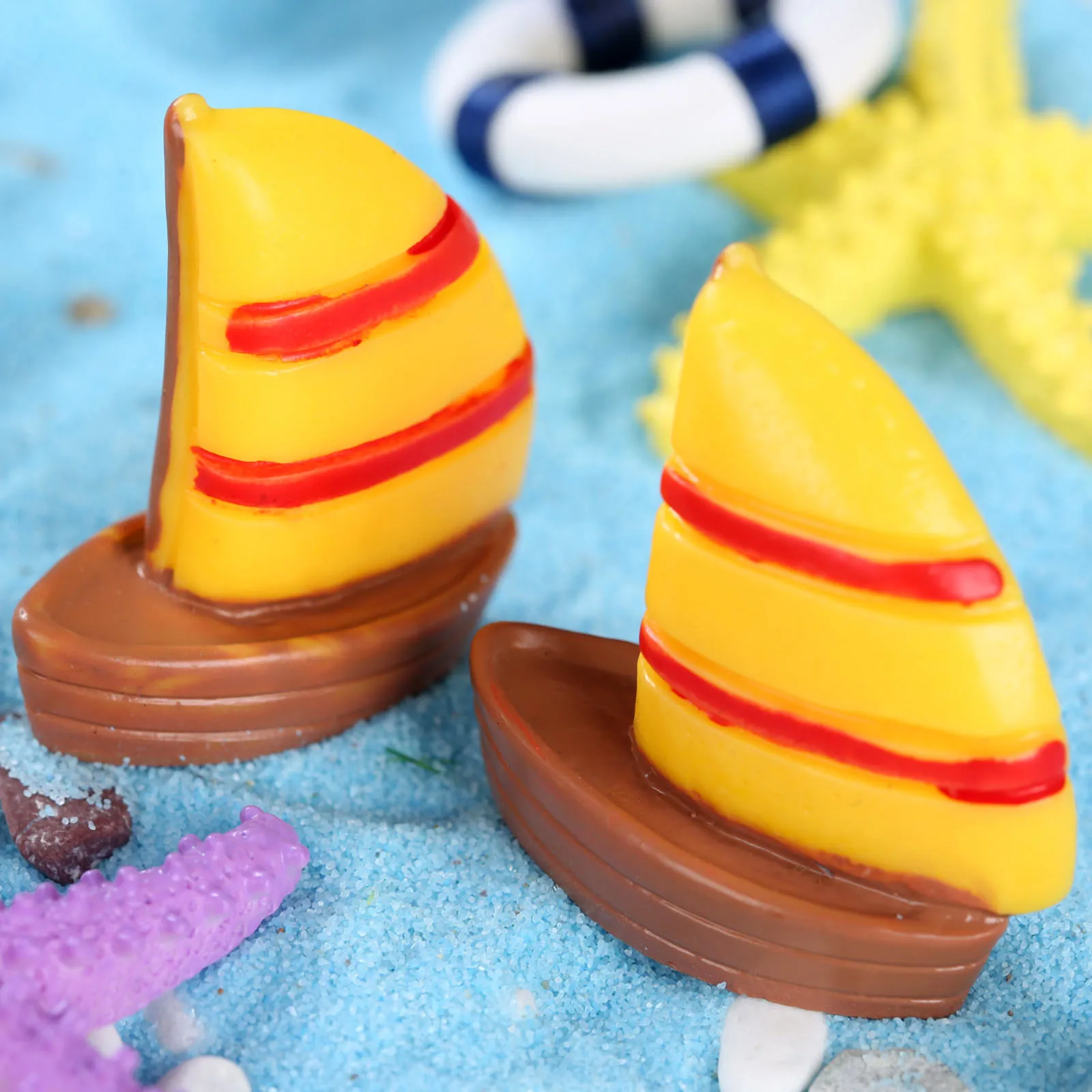 Yellow Sailing Boat Мини искусственный пляжный стул микро Фея садовая фигурка миниатюрный/Террариум/украшение для кукольного домика орнамент DIY аксессуары - Цвет: Yellow Sailing Boat
