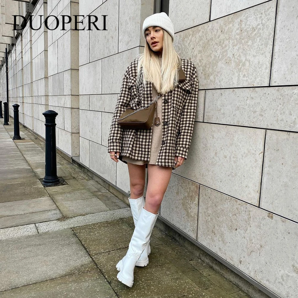 

Женская куртка в клетку, Повседневная винтажная верхняя одежда большого размера, 2021