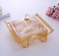 fruit tray european style glass home decoration living room coffee table gold plated candy box with cover creative dry fruit box