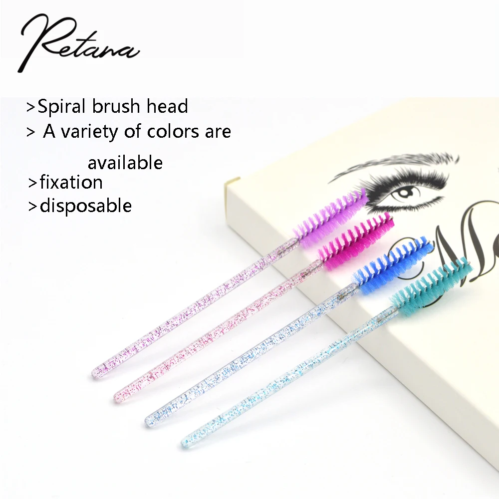 50 Shiny Disposable Eyelash Applicators Brush Mascara Applicator Eyebrow Comb Wand Wire Makeup | Красота и здоровье