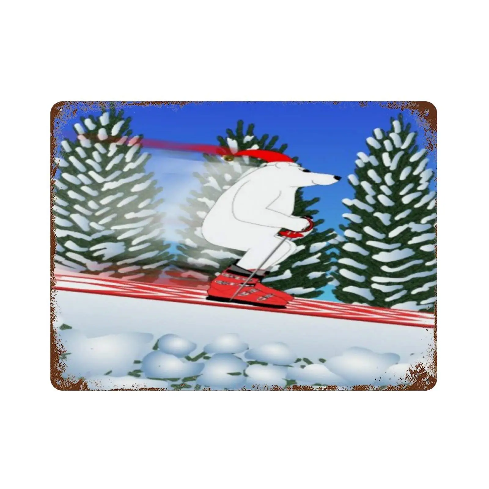 Ретро винтажный металлический оловянный знак лыжный полярный медведь настенный