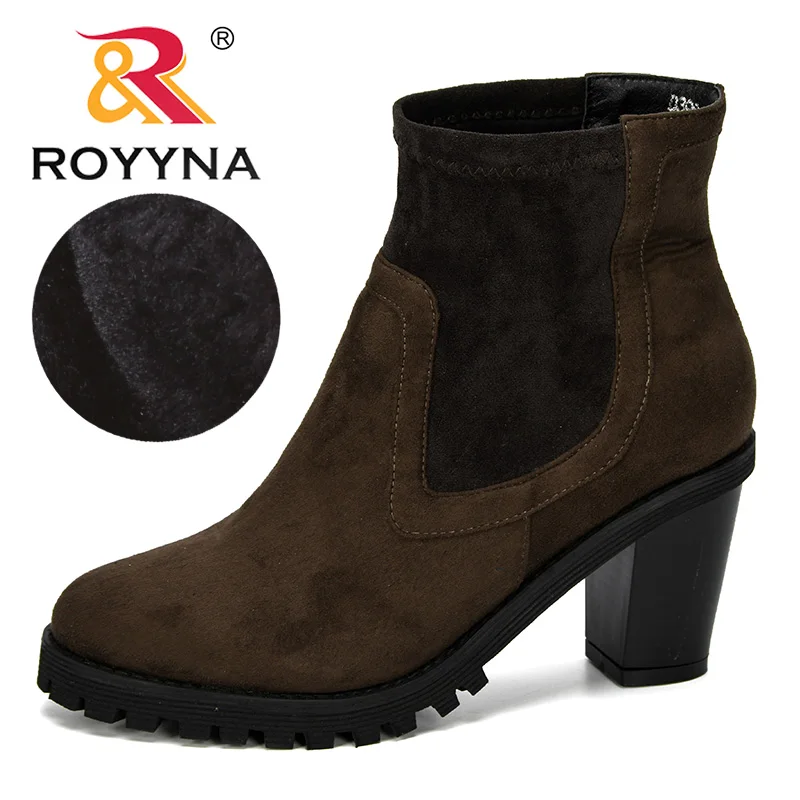 Женские Дизайнерские ботильоны ROYYNA повседневные Нескользящие из флока с круглым