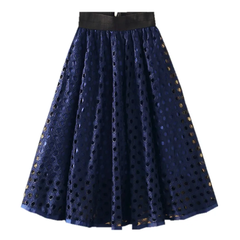 

autumn new tall waist show thin elastic zipper hollow-out the skirt of bitter fleabane bitter fleabane skirt A word