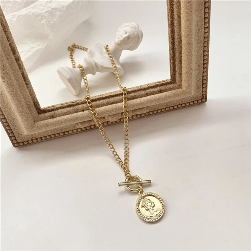 Женское Ретро стиль персонаж Аватар монета ожерелье с подвеской простое