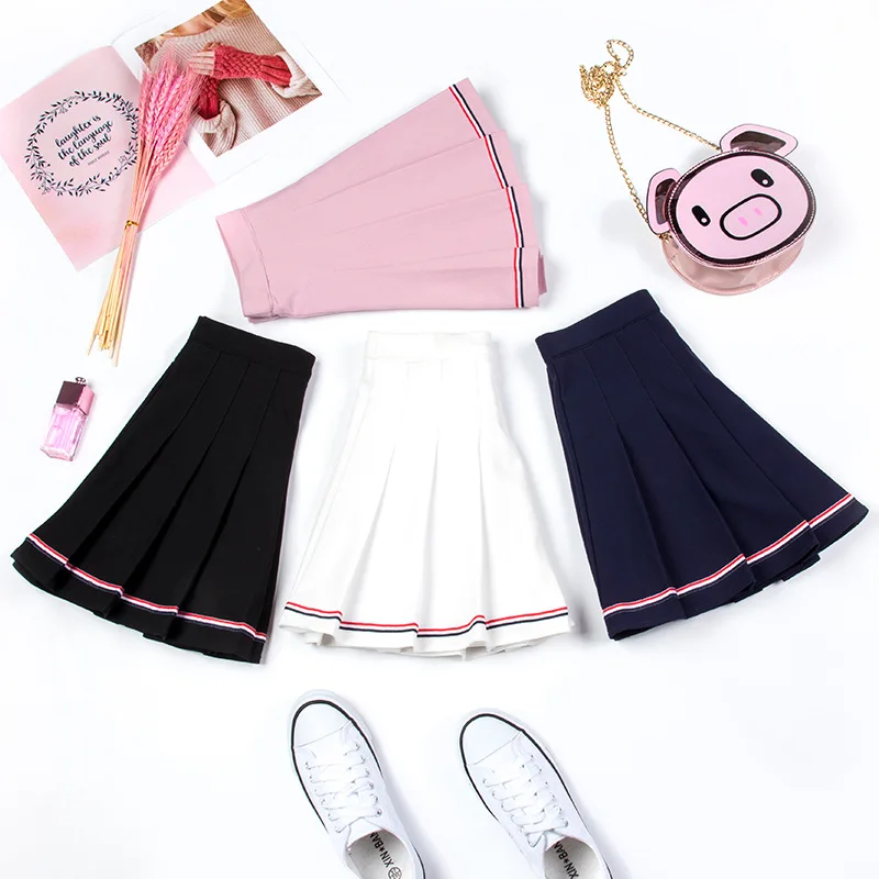 Женская плиссированная юбка в стиле Харадзюку розовая универсальная эластичная