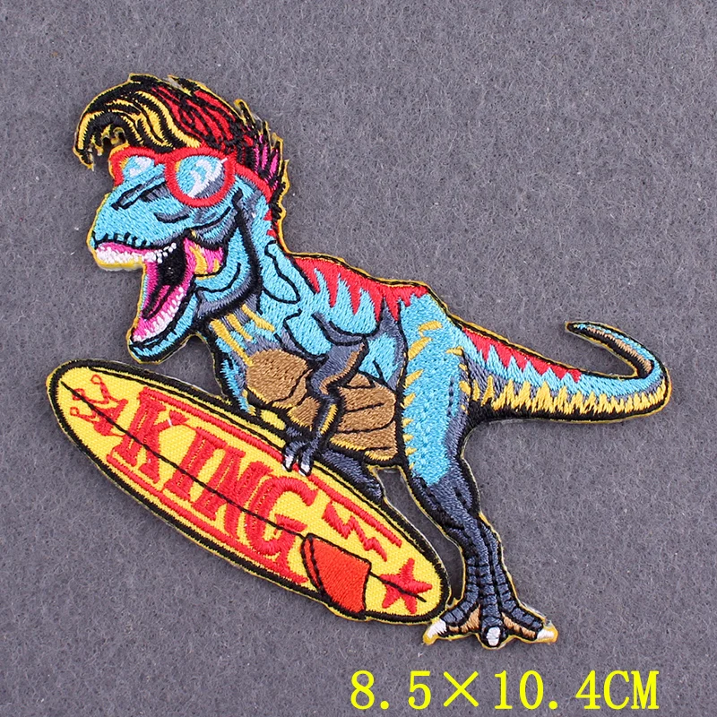 

Punk Dinosaur Patch Iron On Patches For Clothing DIY Jurassic Park Things Clothes Patches Embroidered Patches On Clothes Stripes