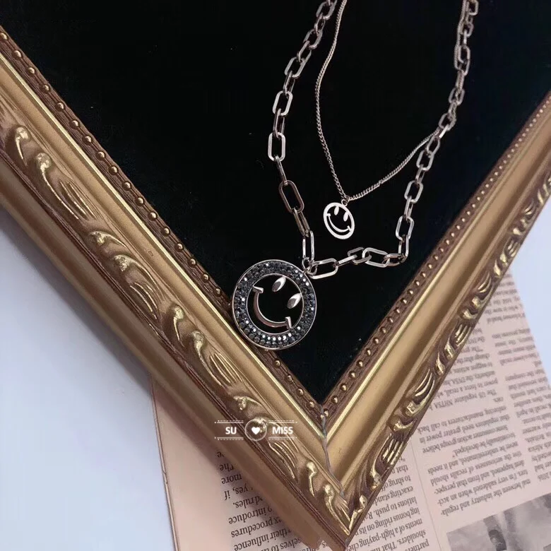 Модное Кристальное ожерелье с кулоном двойным слоем хит продаж милый