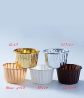 50pcsset muffin paper cups golden cupcake wrapper liner round forms for cup cake baking home party decoration tools