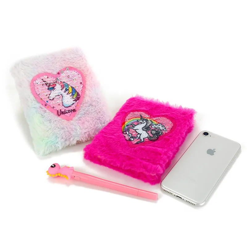 Портативные блокноты a6 с блестками в форме сердца для студентов мягкий меховой