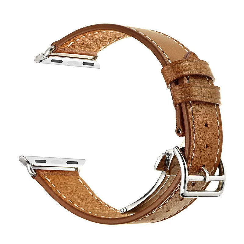 

Deployment Buckle strap for apple watch band 42mm 38mm apple watch 44mm 40mm iwatch 5/4/3/2/1 bracelet Genuine leather watchband