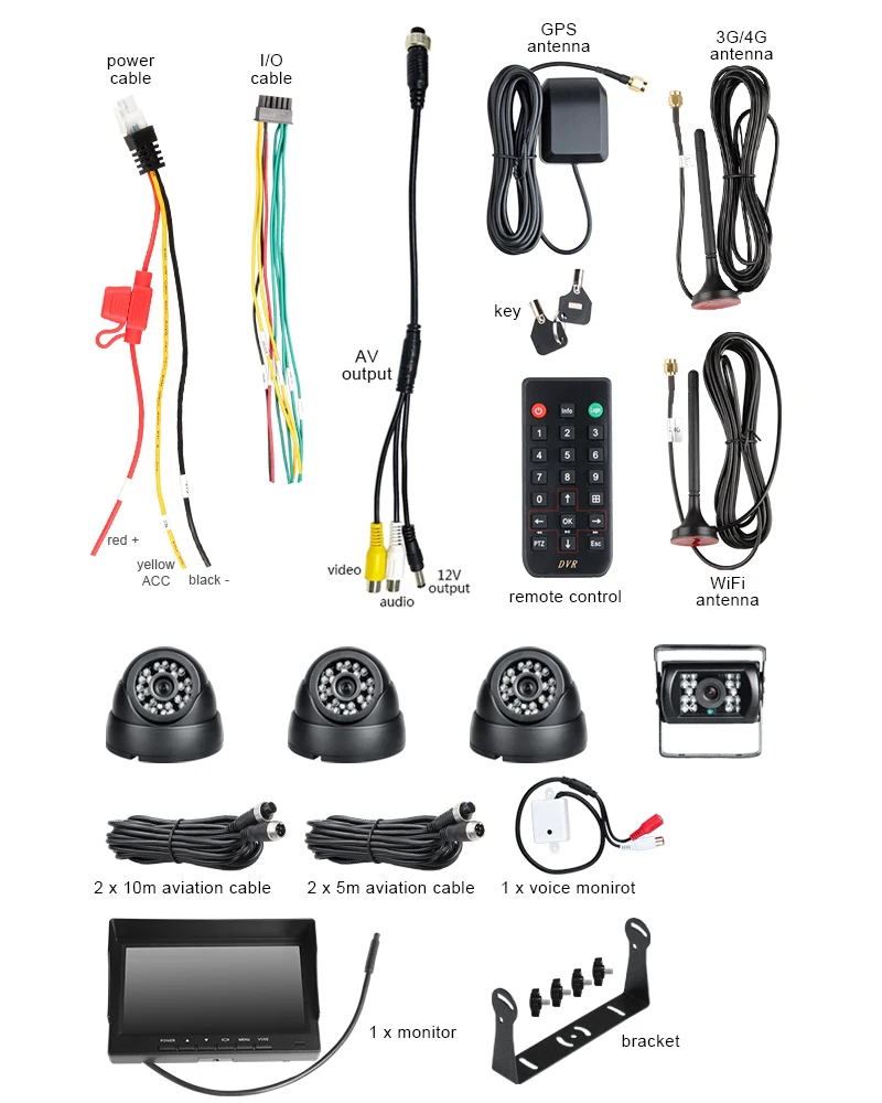 Онлайн 4-канальный WIFI GPS 4G 1080P AHD 2TB HDD SD Автомобильный видеорегистратор