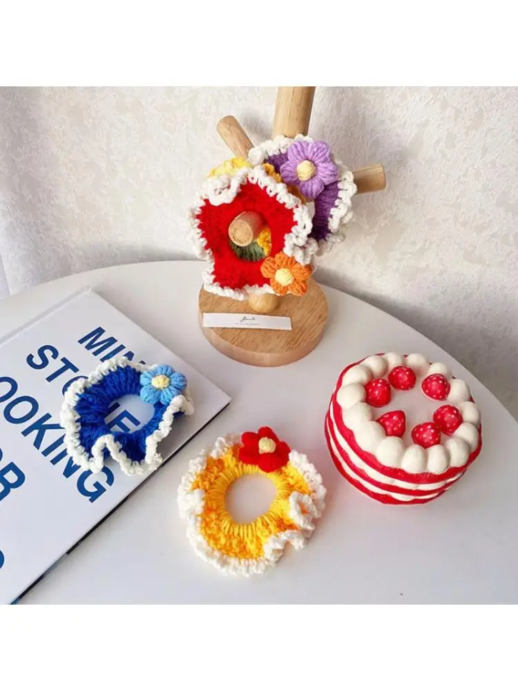 Женские вязаные резинки для волос девочек карамельных цветов вязаный крючком