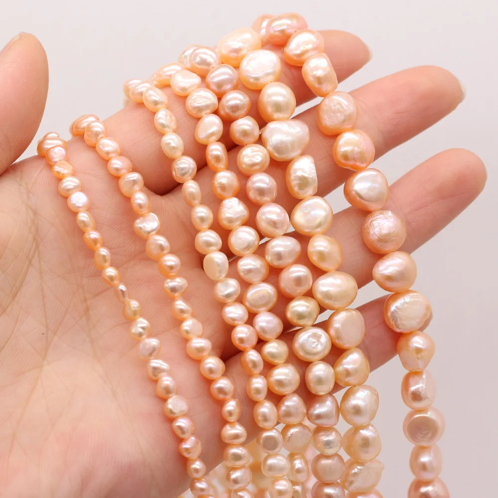 

Natural Freshwater Light Orange Two-sided Light Pearl Beads for Necklace Bracelet Jewelry Making DIY Accessories for Women Gift