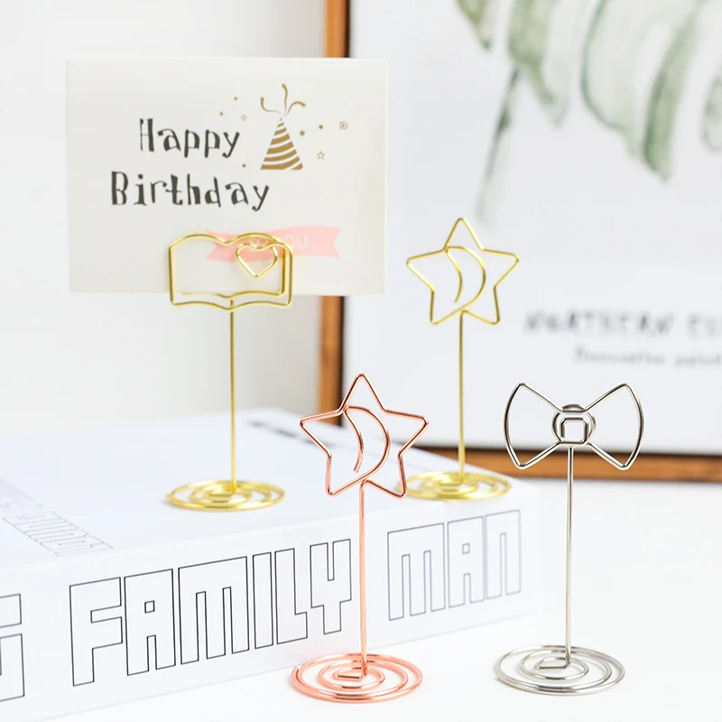 5 шт./лот держатель для фотографий в форме Золотого сердца настольные держатели