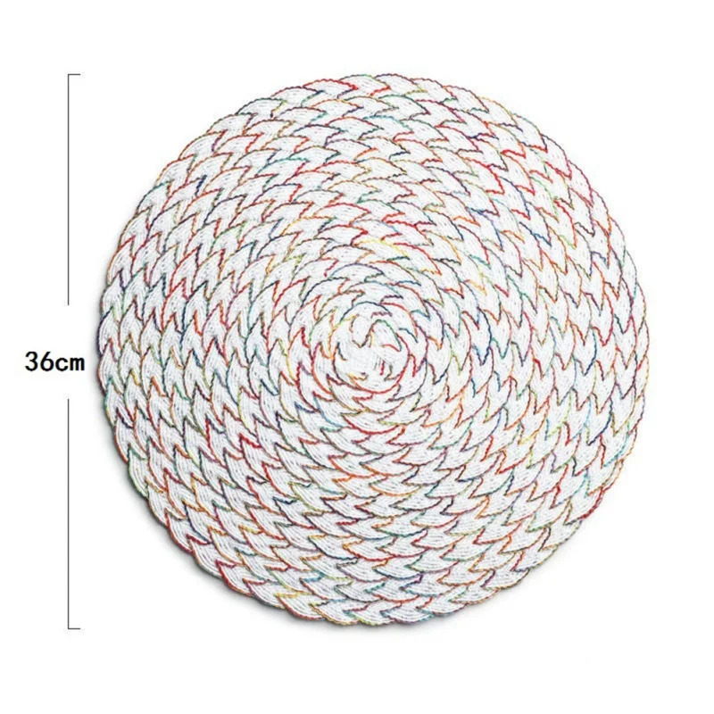 

2pcs Round Table Mat Woven Placemat Pad Non-slip Insulation Mats Tea Coffee Cup Coaster Household Kitchen Table Accessories
