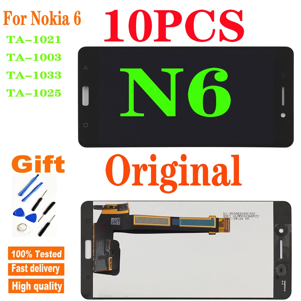 10 шт. оригинальный 5 ''ЖК дисплей для Nokia 6 N6 ЖК сенсорный экран дигитайзер TA 1021