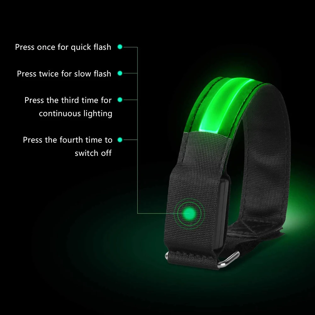 

LED Armband Running Armlights Reflective Bracelet Wristband Accessories for Runners Women Jogging Button Battery Orange 4PCS