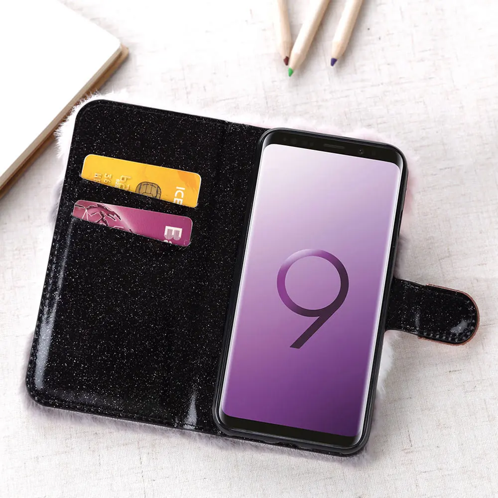 LLZ.COQUE Бумажник Стенд флип чехол для телефона для samsung Note 9 10 5G S10 S10e S9 S8 S7 Plus Edge Магнитный меховой плюшевый чехол