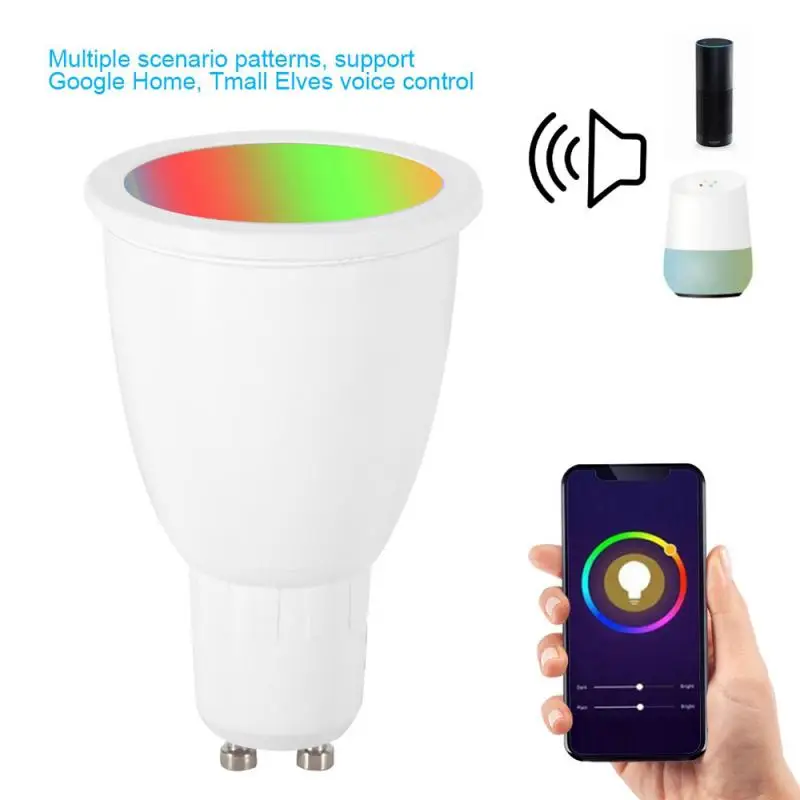 

GU10/E27/E14/G5.3 Spotlight Bulb Wifi Smart Light Bulb 6w RGB+CW Dimmable Light Bulb Voice Control Works With Alexa Google Home