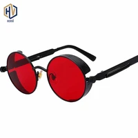 steampunk round sunglasses men women metal frame spring leg sun glasses high quality resin lens uv400 eyeglasses