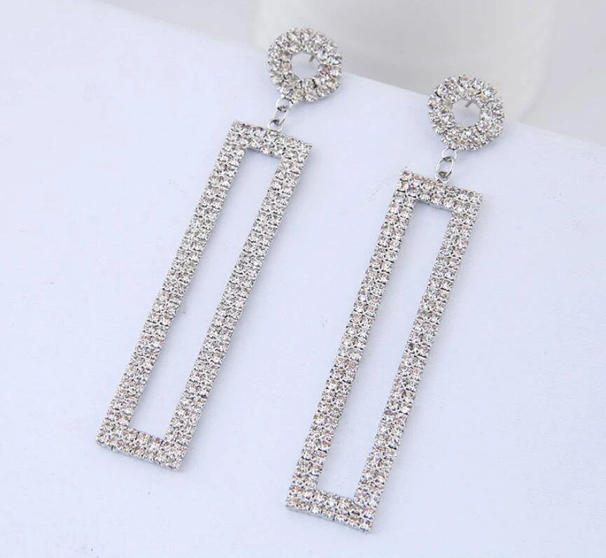 Style3 Silver Модные геометрические серьги с кристаллами для женщин, трендовые квадратные круглые Висячие серьги, золотые серебряные Серьги Brincos Boho Jewlery - Окраска металла: Style3 Silver