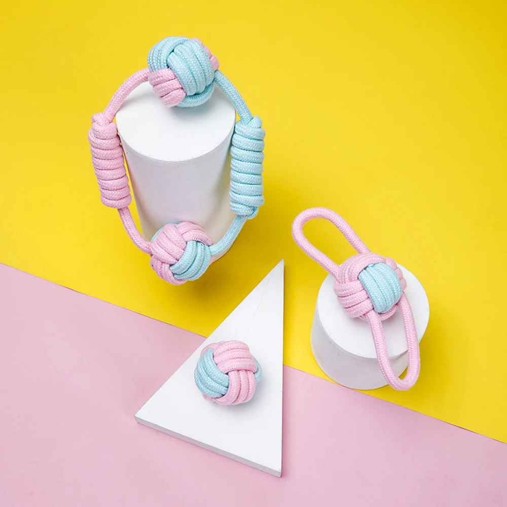 

Cotton Rope Ball Teeth Cleaning Bite Resistant Chew Molars Rope Dog Interactive Toy Rope Ball Toy Dog Toys for Small Dogs
