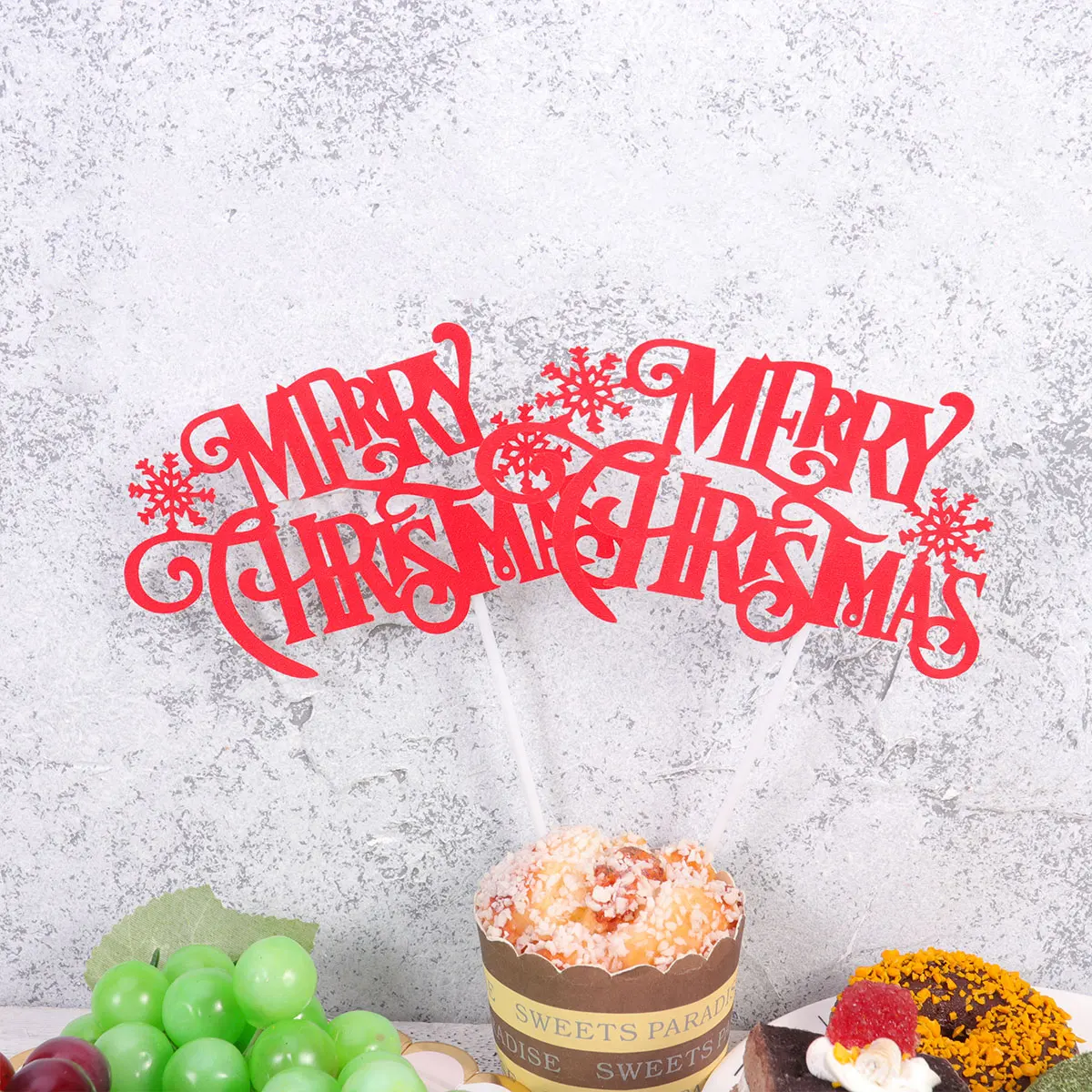 12pcs Merry Christmas Cake Topper Muffin Cupcake Toppers Snow Decor Picks Decoration Fruit Food Xmas | Дом и сад