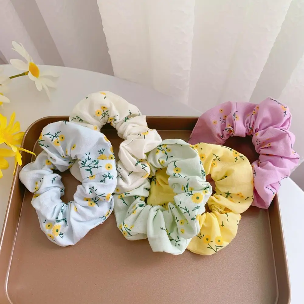 Scrunchies эластичная повязка на голову с цветочным принтом для волос женщин