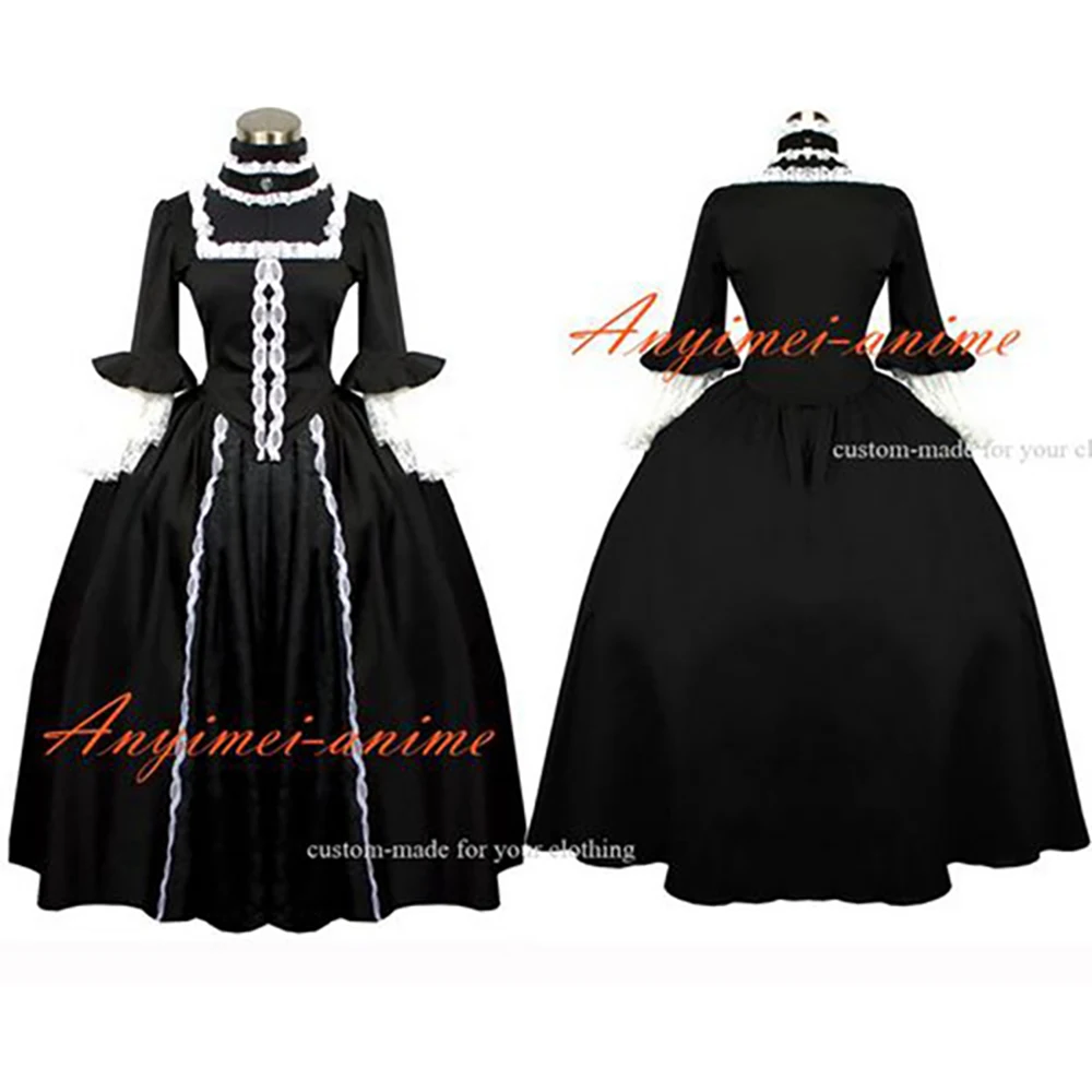 

fondcosplay Victorian Rococo Medieval Gown Ball Outfit Gothic Punk black Cotton Dress Cosplay Costume Tailor-made[G485]