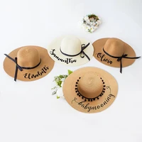 personalised mrs honeymoon floppy beach hat bridesmaids straw summer hat with black ribbons or pom bachelorette trip favor