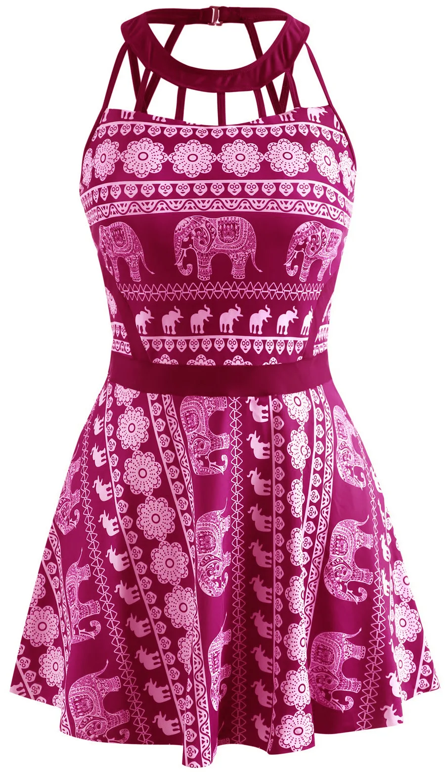 

Spring summer elephant print conservative one piece swimsuit skirt swimsuit