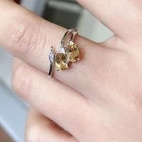 jewelry 925 silver citrine ring for daily wear 4mm6mm natural vvs grade citrine ring fashion yellow crystal silver ring