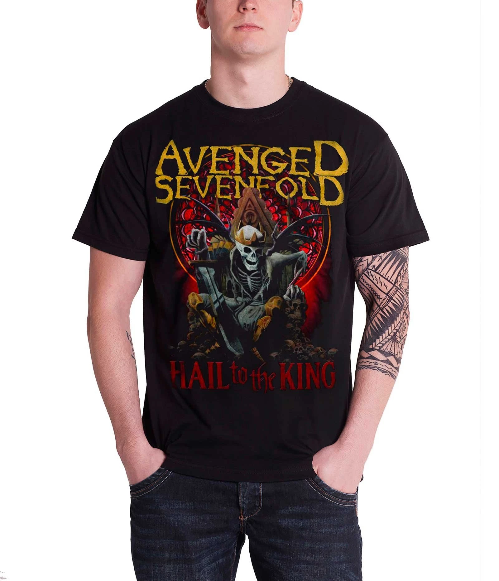 Мстители Sevenfold футболка Hail to The King Day Rises Мужская черная| |