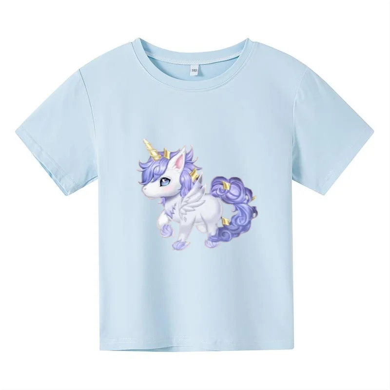 

T Shirt Cartoon Animals Baby Kids Boys Girls Children Cotton Short Sleeves Summer Clothing Unicorn Print Tee Toddler