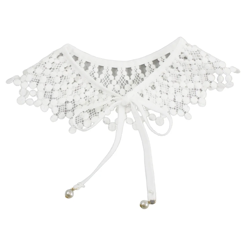 

Женская кружевная большая шаль с вышивкой, искусственный воротник, крючком, в горошек, в клетку, декоративное ожерелье, наполовину рубашка