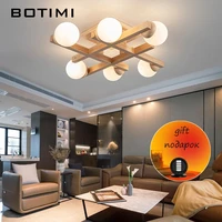 wooden ceiling lights with glass lampshades for sitting room modern surface mounted square wood lustres bedroom dining luminaire
