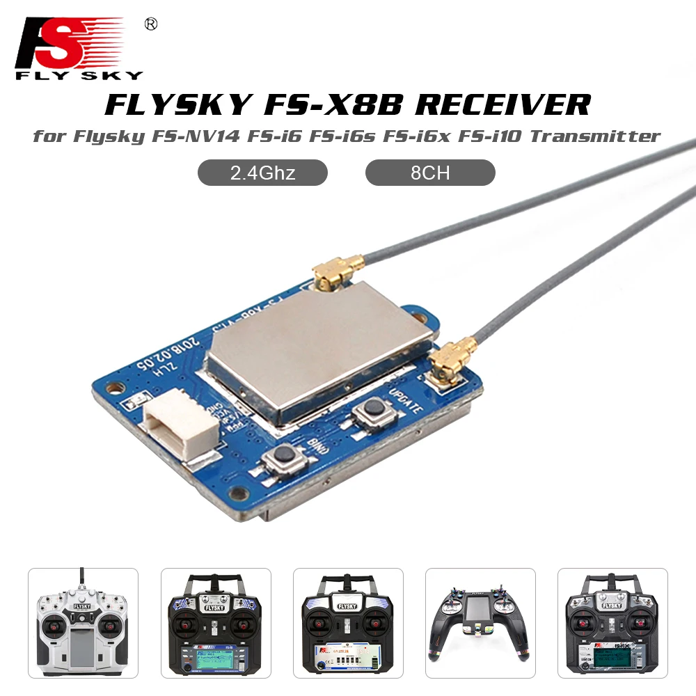 Flysky FS-X8B 4,0-8,4 V 8CH 2,4G PPM/i-BUS AFHDS 2A GFSK приемник FHSS, совместимый с детской строкой