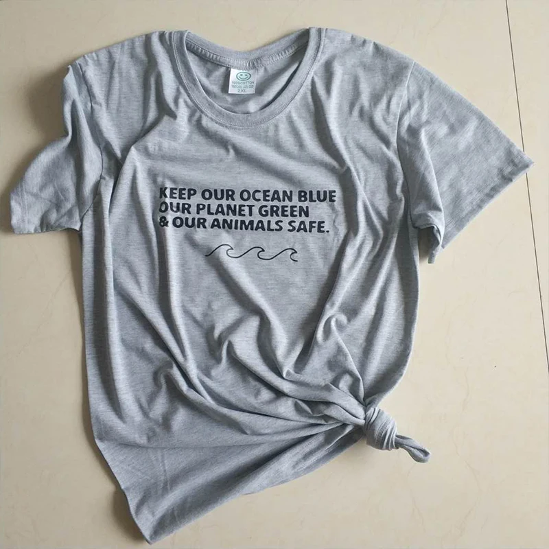 Футболка с надписью Keep Our Ocean Blue Planet Green и Animal|Футболки| |