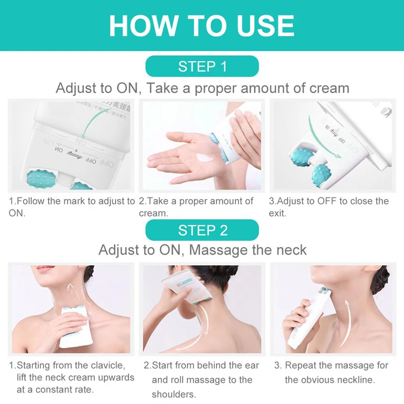 

Neck Firming Cream 2 in 1 Roller Massage Neck Cream 110g Anti Aging Wrinkle Moisturizer Whitening Neck Care