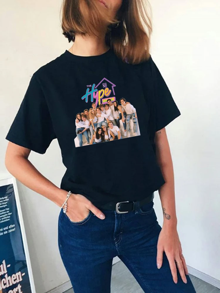 Футболка размера плюс женские хлопковые топы 2020 Hype House Graphic Tees Camiseta Mujer Ropa 90s