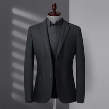 Blazer de estilo universitario para hombre, traje ajustado de alta calidad con bolsillo grande y entramado, versión coreana (3)